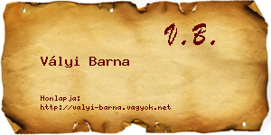 Vályi Barna névjegykártya
